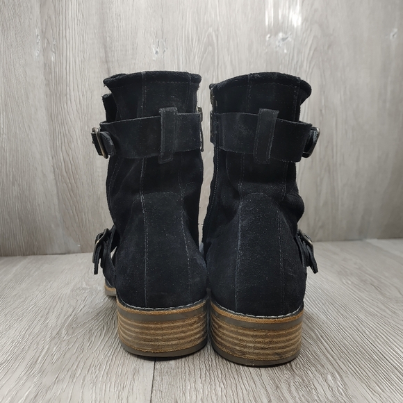 Paul Green Boot Ally Belted Suede Leather Moto UK 4.5 US  7 Black Block Heel - Picture 4 of 13